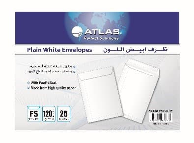 مجموعة من 25 ظرف أطلس أبيض مقاس 14×10 (25×35)