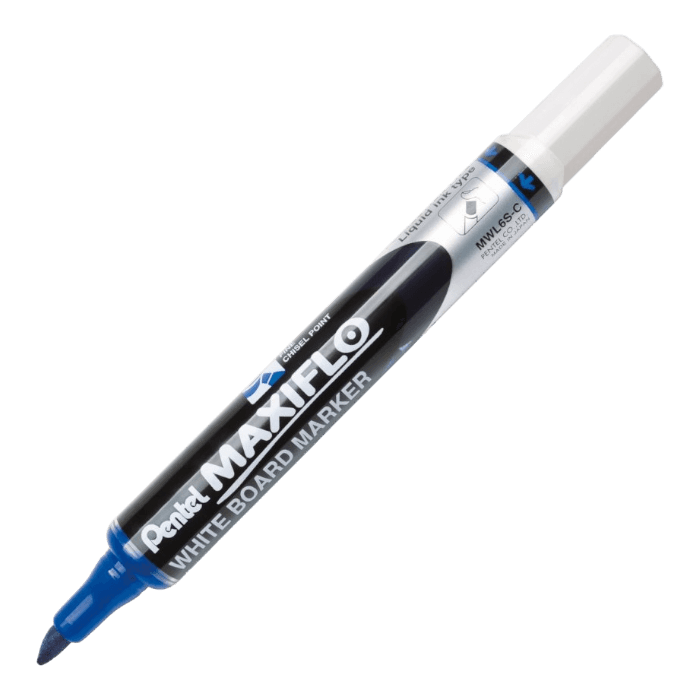 قلم سبورة بيضاء Pentel Maxiflo ذو رأس إزميلي أزرق