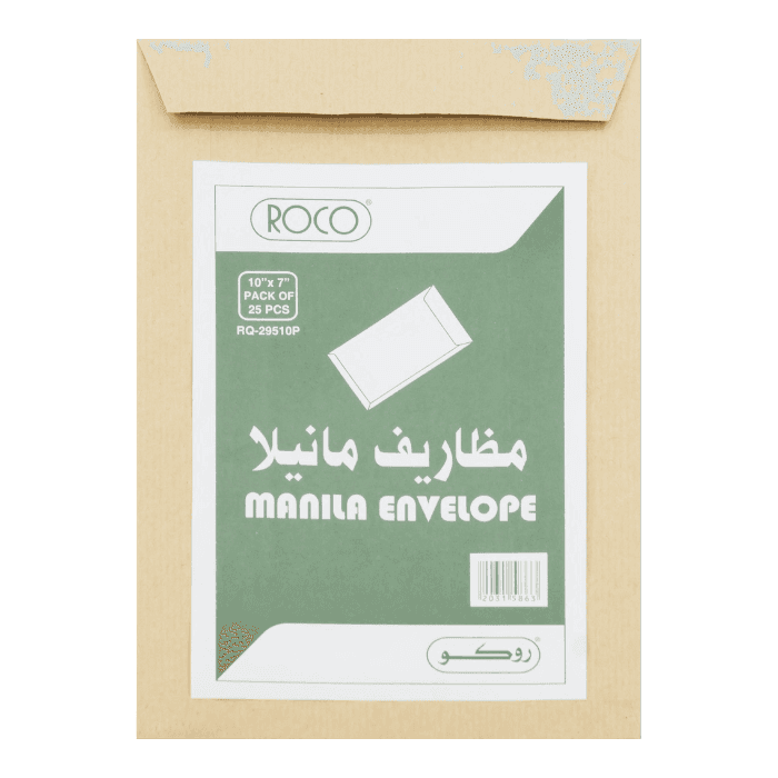 مجموعة من 25 مظروفًا بنيًا من روكو، مقاس A5 (7×10 سم).